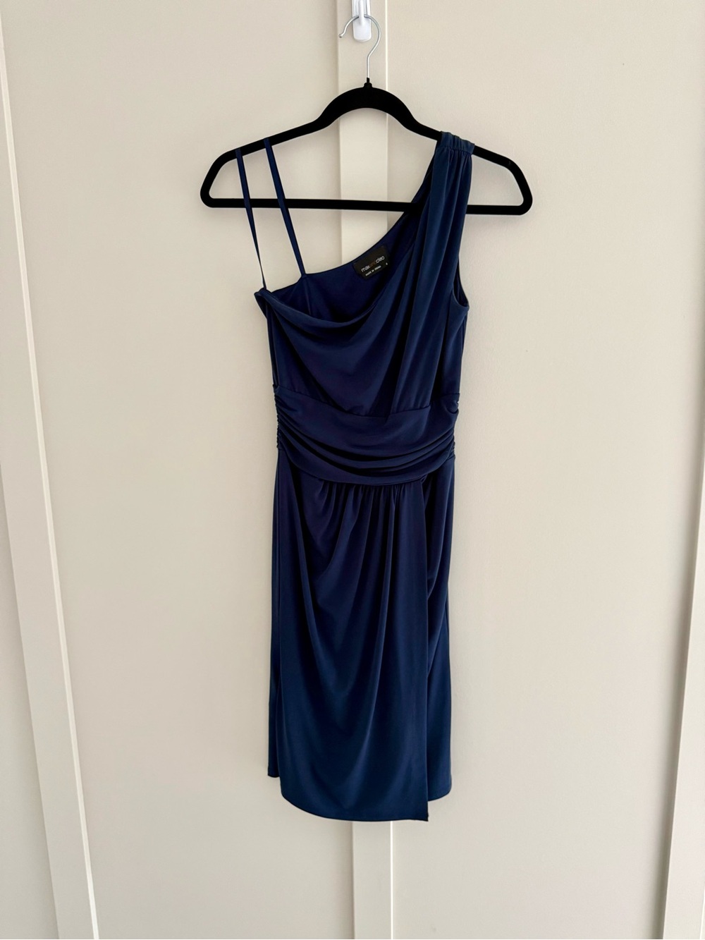 Max & Cleo Navy One-Shoulder Draped Cocktail Dress